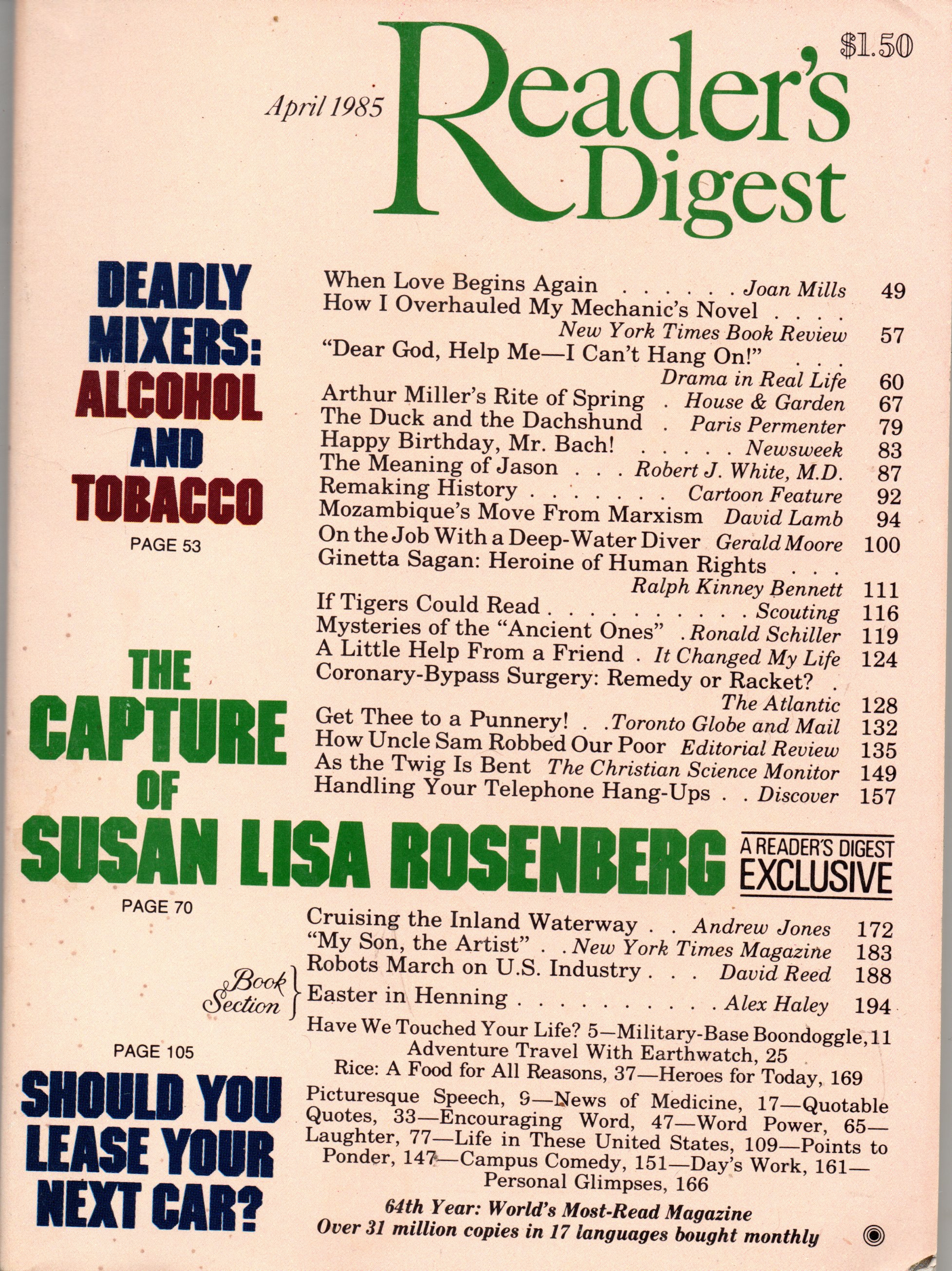 Reader's Digest Magazine April 1985