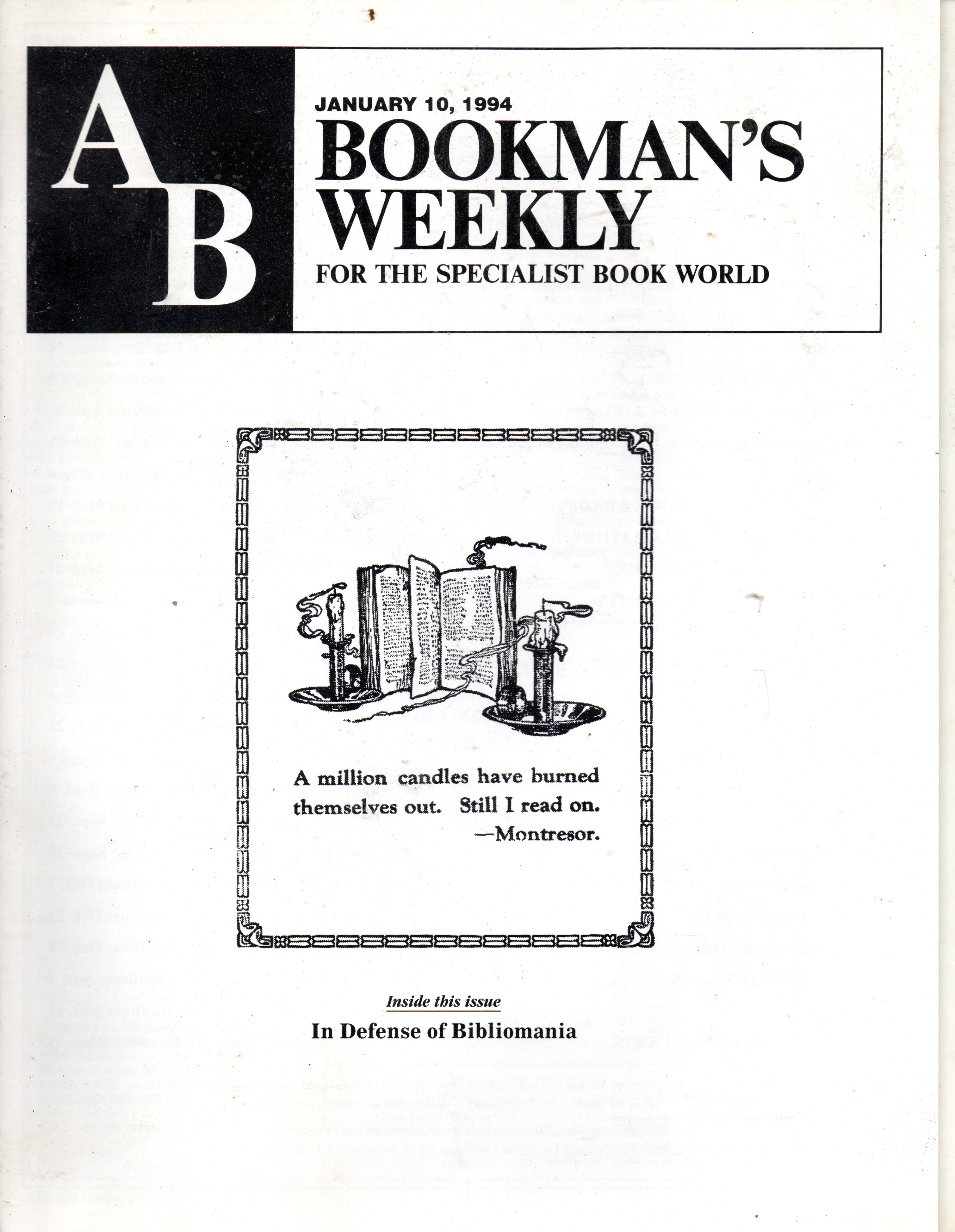 AB Bookman's Weekly - January 10, 1994