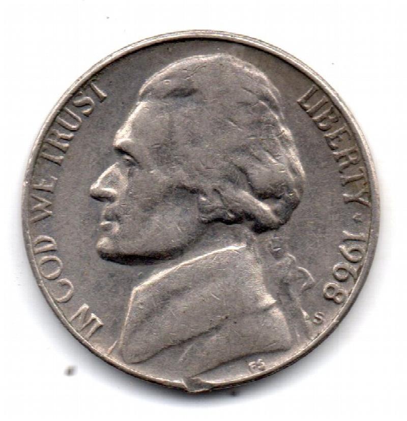 Image for 1968 S Jefferson Nickel