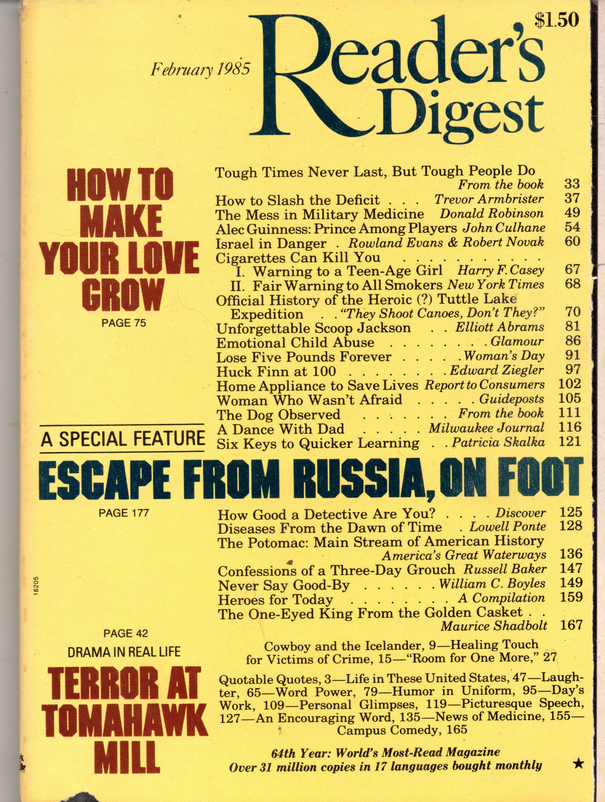Reader's Digest Magazine February 1985