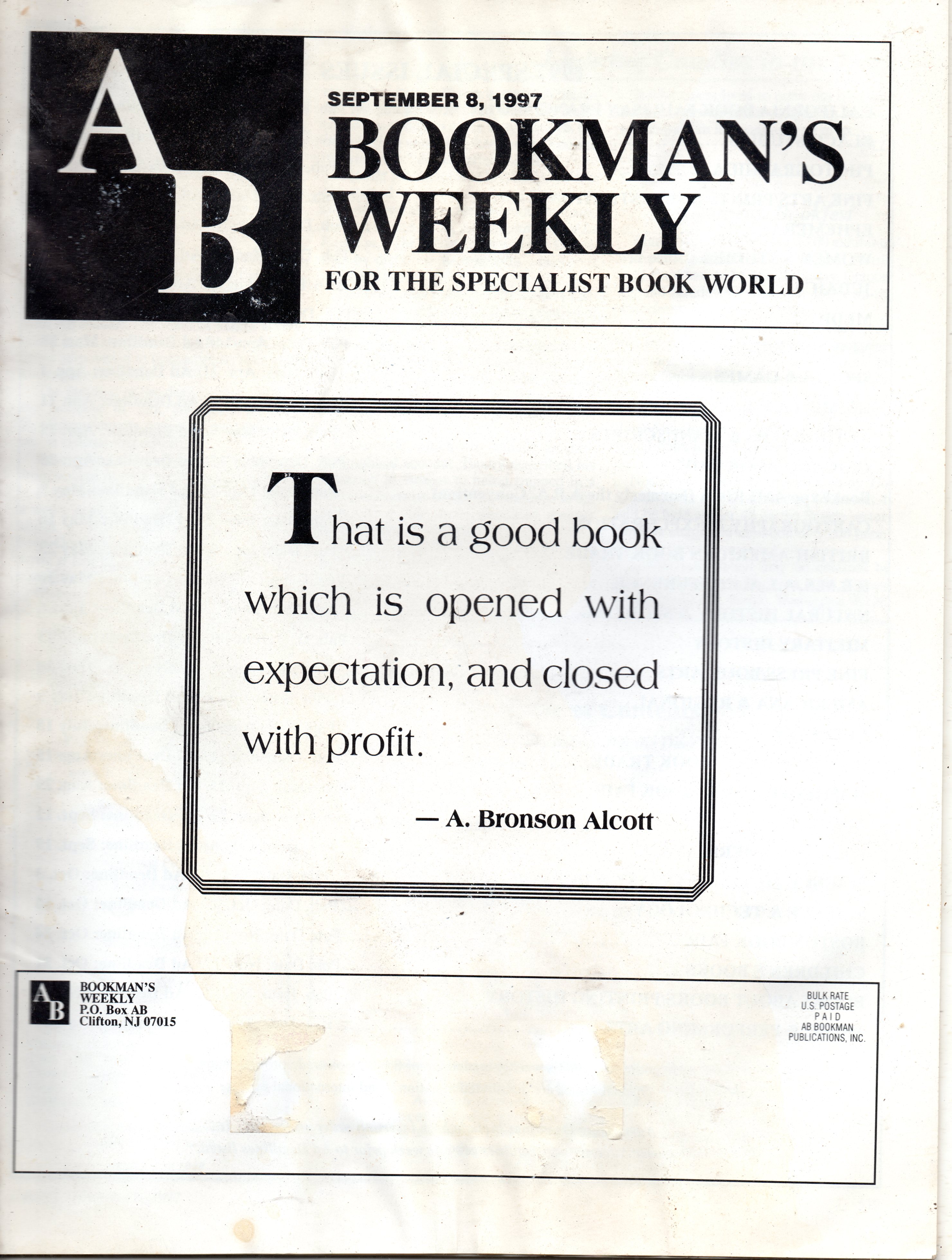 AB Bookman's Weekly September 8, 1997