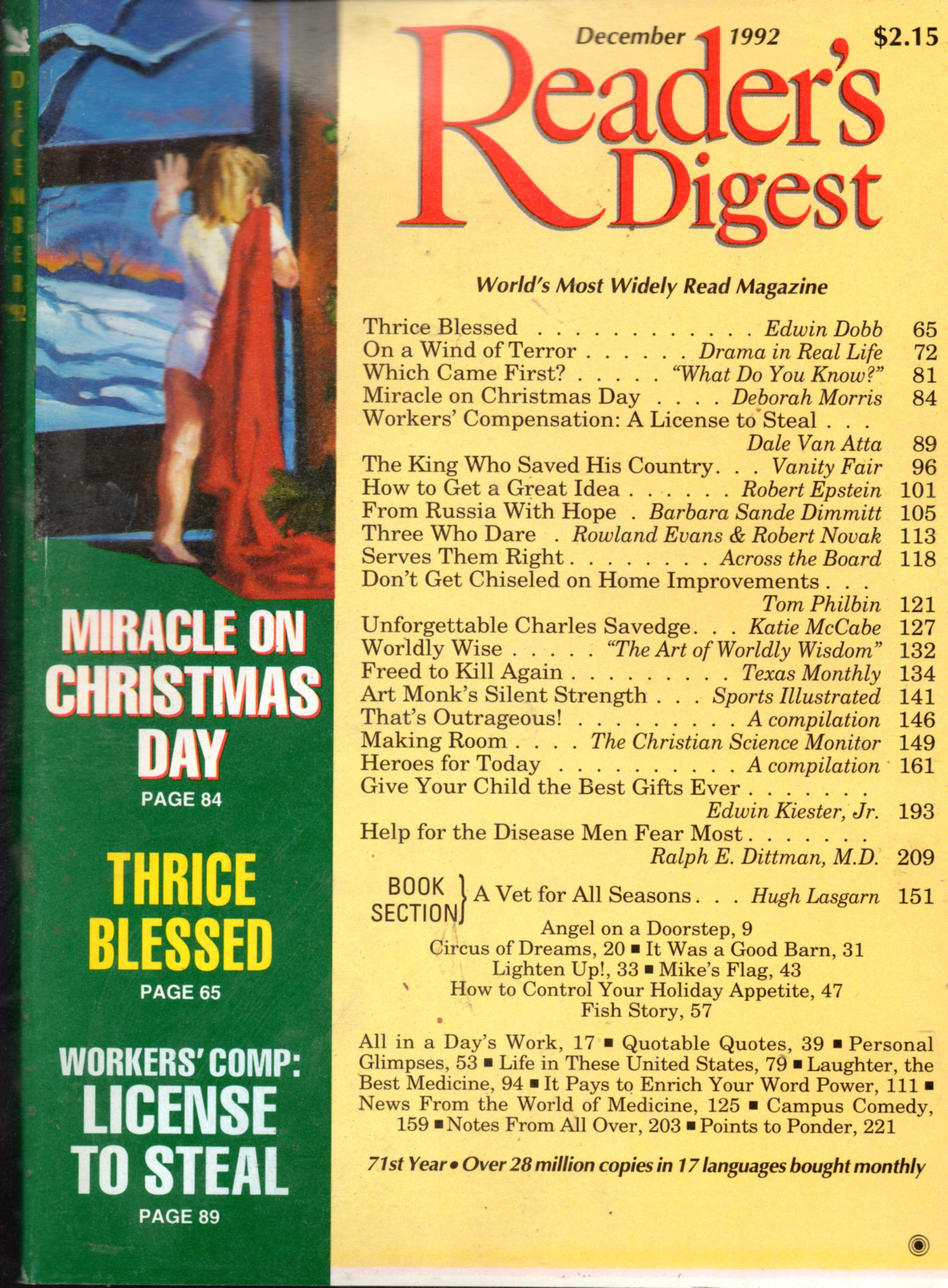 Reader's Digest Magazine December 1992